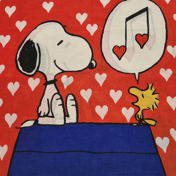 Vintage Set of 2 Peanuts Snoopy and Woodstock Hearts Pillow Case and Full Gang - Picture 12 of 15